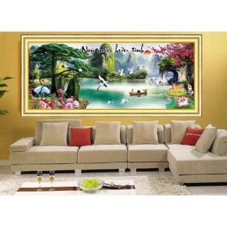 Tranh thêu phong cảnh' non nước hữu tình 3D A928 215x90cm