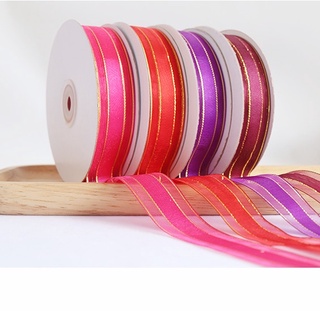 ( cuộn 45m) ruy băng voan kẻ viền kim tuyến bản rộng 2,5cm cuộn 45m