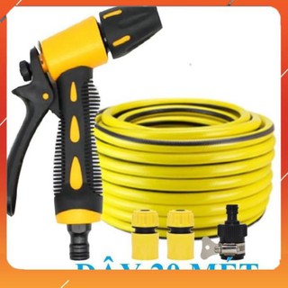 Vòi tưới cây rửa xe✔️❤️Evoucher Bộ dây vòi xịt nước rửa xe, tưới cây ✔, tăng áp 3 lần, loại 20m 206319 cút sập, nối đen