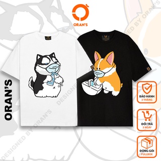 Áo thun tay lỡ ORAN'S Couple Tee chó mèo khẩu trang Mask áo đôi nam nữ Oversize chất COTTON 4C FULLBOX ORANS - Husky Cor