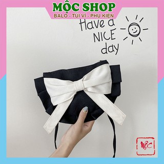 Túi đeo chéo TN813, túi nữ mini tiện dụng, vải cavan phối nơ nữ tính