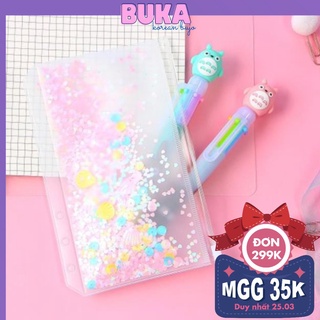 Túi zip A6- A6 mermaid kim tuyến lấp lánh phụ kiện sổ còng planner, Kingdecor