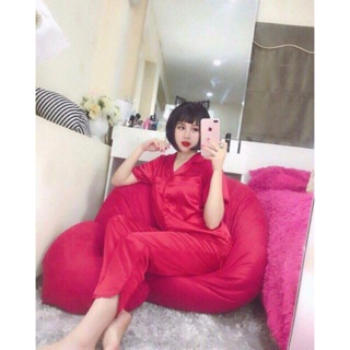 Bộ ngủ tay cộc quần dài viền bèo