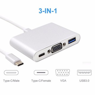 Cáp Chuyển USB TYpe C Sang Vga Và USB 3.0 + Type C - USB-C