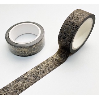 (Chiết) Băng dính washi tape hoạ tiết lông vũ/ gân lá có mạ