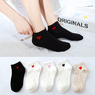Tất vớ nữ trơn cổ ngắn thêu trái tim basic thời trang phong cách Ulzzang