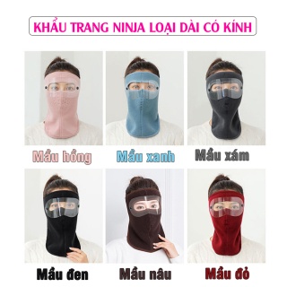 Khẩu trang ninja lót nỉ mẫu dài che cổ chống nắng chống bụi chống gió rét