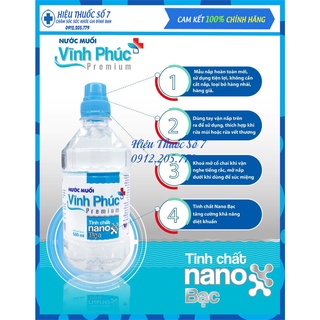 [MẪU MỚI] Combo 20 chai nước muối Vĩnh Phúc Premium Tinh chất Nano Bạc - Tăng cường khả năng diệt khuẩn chai 500ml