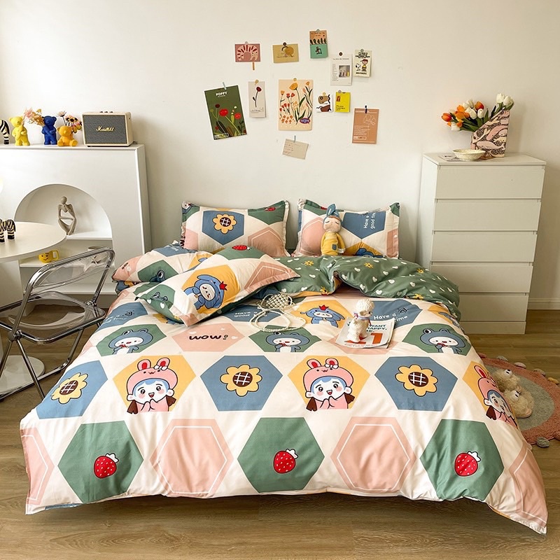 Set Chăn Ga Cotton Poly ( kèm Chăn)