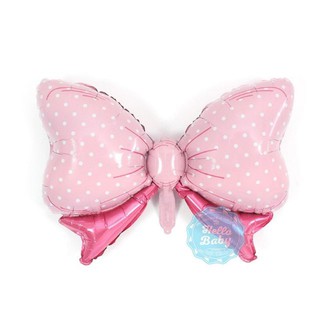 Nơ hồng chấm bi - Bóng nơ hồng chấm bi size lớn trang trí sinh nhật cho bé