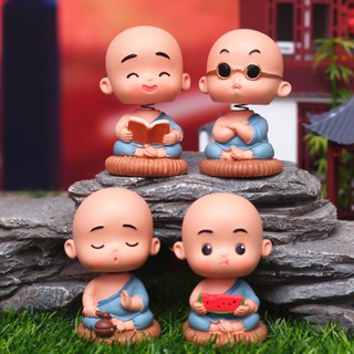 Bộ 04 chú tiểu áo xanh - mẫu lò xo ngồi thiền 7cm