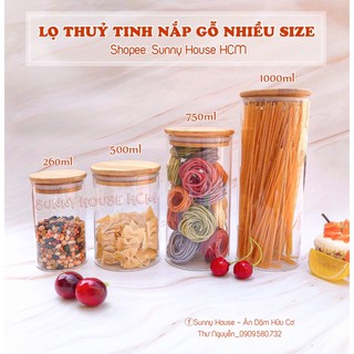 Lọ thuỷ tinh nắp gỗ nhiều size