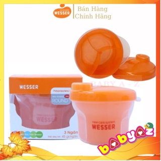 Hộp Chia Sữa Bột WESSER 3 Ngăn, Hộp Tròn Mẫu Mới Tiện Dụng Hơn