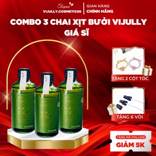 Combo 3 chai tinh dầu bưởi Vijully Chính Hãng tiết kiệm, giúp nhanh mọc tóc, giảm rụng tóc hiệu quả( tặng kèm quà xinh )