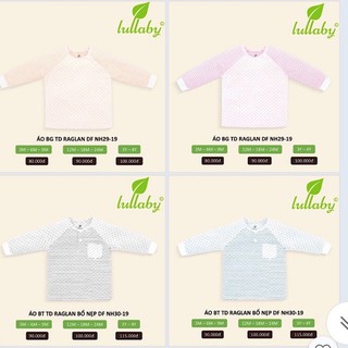 Áo bé trai, bé gái thu đông 2 lớp Raglan bổ nẹp Lullaby (Sz 6m-4y)