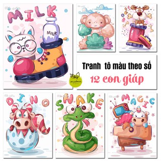 Tranh tô màu số hóa tự tô Con Giáp - có khung