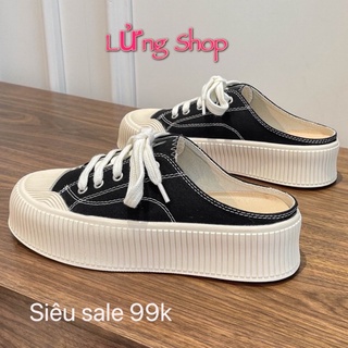 Giày sục Thể Thao Trơn BASIC , Sục Nữ Lửng Shop cao 3 phân fom rộng