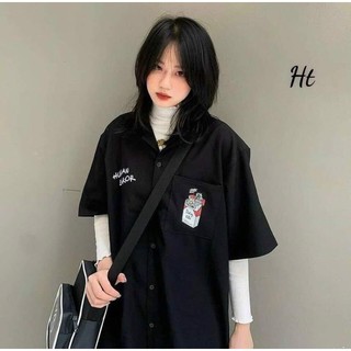 Áo sơ mi tay cộc hộp hoa cúc 5D HT12