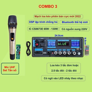 Mạch loa kéo DSP lập trình chống hú IC CS8673E 130W có nguồn xung 220V Bluetooth thế hệ mới kèm micro đơn