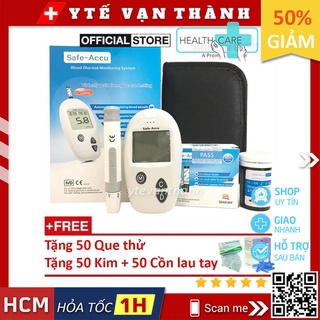 ✅ [TRỌN BỘ] Máy Đo Đường Huyết- Sinocare Safe-Accu (+ 50 Que, 50 Kim, Cồn) (miligam) -VT0560