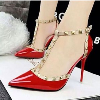Giày cao gót phối đinh bít gót size nhỏ 34 đến size lớn 40 - T256