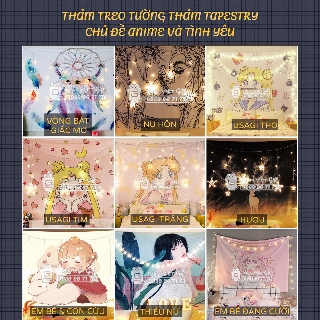 Thảm Treo Tường Tranh Vải Thảm Tapestry Chủ Đề Anime và Tình Yêu 150cm*130cm Kèm đinh kẹp