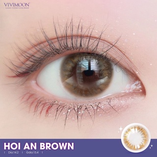 Kính áp tròng Hàn Quốc Vivimoon Hoi An Brown 13.4 mm - Lens Mắt Cận Nâu [TẶNG KÈM KHAY]