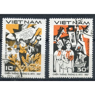 Tem sưu tập MS 530 Tem CTO Việt Nam Chiến thắng tháng 12/1972 1987 ( 2 tem )