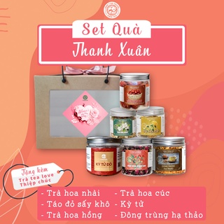 Set quà ý nghĩa 8 - 3 Bộ quà Thanh Xuân THÔNG CÁT HCM các loại trà hoa, đông trùng, táo đỏ, kỷ tử rất tốt cho sức khỏe
