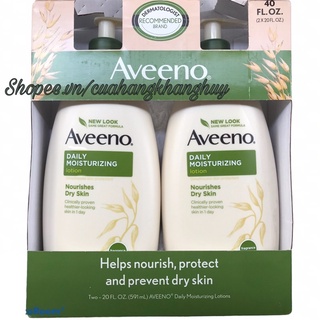 Bộ dưỡng thể Aveeno Daily Moisturizing Nourishes Dry của Mỹ, 591 ml x 2 chai