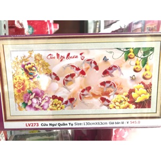 TRANH ĐÍNH ĐÁ  9 cá Cửu Ngư Quần Tụ LV273 LV274 - Chưa đính