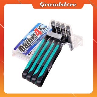 BỘ 4 CÂY DAO CẠO RÂU LOẠI 3 LƯỠI RAZORS LƯỠI DAO SẮC BÉN, THIẾT KẾ THÔNG MINH, NHỎ GỌN