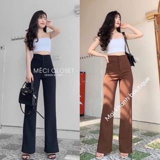 Quần Suông Cạp Cao 2 Khuy - Quần Ống Loe Nữ Thời Trang