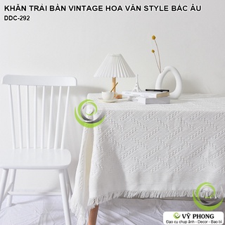 KHĂN TRẢI BÀN VINTAGE HỌA TIẾT BẮC ÂU IN NỔI HOA VĂN 3D TRANG TRÍ NHÀ BẾP ĐẠO CỤ DECOR CHỤP ẢNH SẢN PHẨM DDC-292