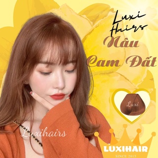 Thuốc Nhuộm Tóc Màu NÂU CAM ĐẤT Tặng Kèm Găng Tay Oxi Mũ Trùm Đầu , Luxihairs