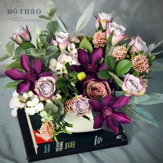 (Ảnh thật 100% chụp tại shop) Bình Hoa Hồng Mix Giả Nhân Tạo Chất Liệu Lụa Cao Cấp Của Mê Thảo Flower