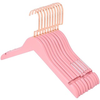 Móc Gỗ Treo Quần Áo KTN Hồng Vai Đệm Đầu Móc Vàng 44.5cm (1 móc)