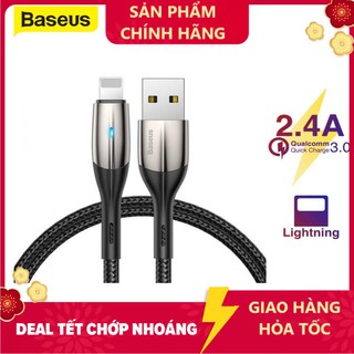 [1m và 2m ] Cáp sạc và truyền dữ liệu tốc độ cao Baseus Lightning cho iPhone/ iPad (sạc nhanh 2.4A, LED báo sạc)