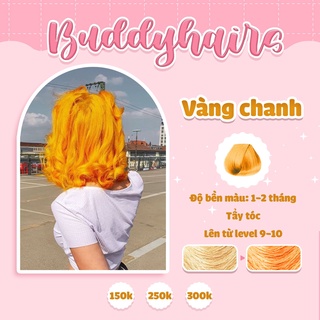 Thuốc nhuộm tóc màu Vàng chanh rực rỡ cần dùng Thuốc tẩy tóc sản phẩm độc quyền tại Buddyhairs, tặng kèm găng tay,