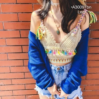 Áo len Qc 2 dây tuarua xinh, Áo croptop len đi biển