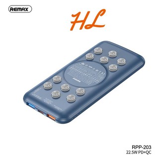 Pin Sạc Dự Phòng Không Dây Remax RPP-203 10000mAh (2 Inputs 3 Output, PD 18W, QC 22.5W, Wireles Charge 15W)