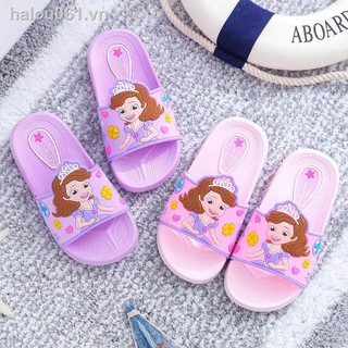 Dép quai ngang cho bé gái công chúa Sofia Elsa siêu nhẹ đế mềm chống trượt họa tiết hoạt hình xinh xắn cho bé