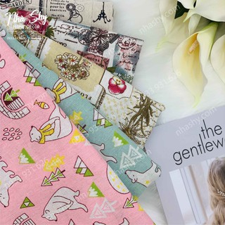 Vải canvas mẫu hoạt hình , dễ thương, vintage và vân gỗ nhiều size