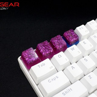 Keycap lẻ Artisan tinh thể tím hồng crystal chất liệu Resin Xuyên LED cực đẹp OEM profile