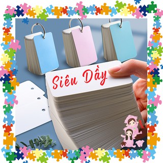 ( Nhiều Size - Giá Tốt) Flashcard học từ vựng chữ nhật hình dễ thương kèm khoen cao cấp nhiều size kèm bìa 4D