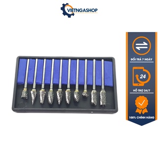 Bộ 10 mũi mài khắc hợp kim, gỗ lũa cán 3mm cao cấp - BMM3L01