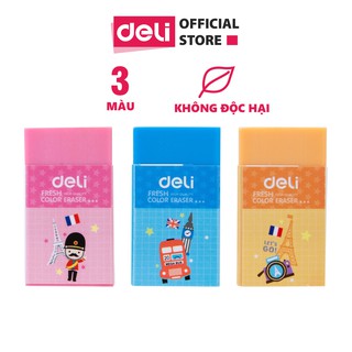 Tẩy Hình vẽ hoạt hình Deli Hồng / cam / xanh dương Hộp 30/45 chiếc W27956 / W27950