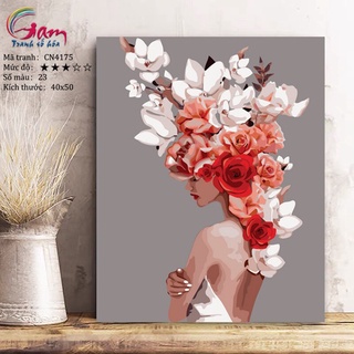Tranh tô màu theo số Gam cô gái hoa CN4175