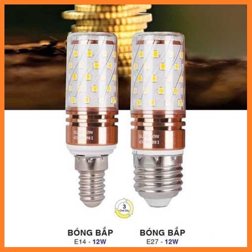 Bóng Led Bắp E14 E27 3 Chế Độ Sáng 12W