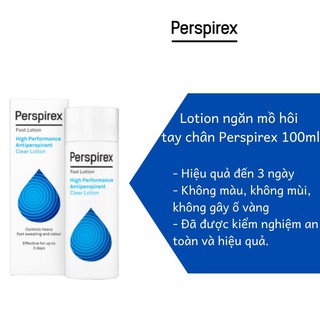 Lotion Ngăn Tiết Mồ Hôi, Khử Mùi Tay Chân Perspirex Foot Lotion 100ml